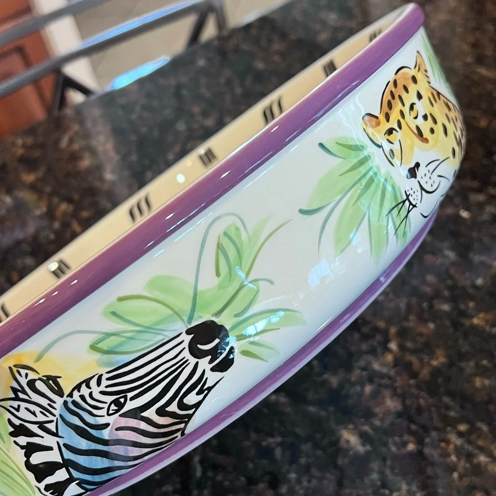 Vintage Handpainted Jungle Spree Chip And Dip Platter by Strata Group